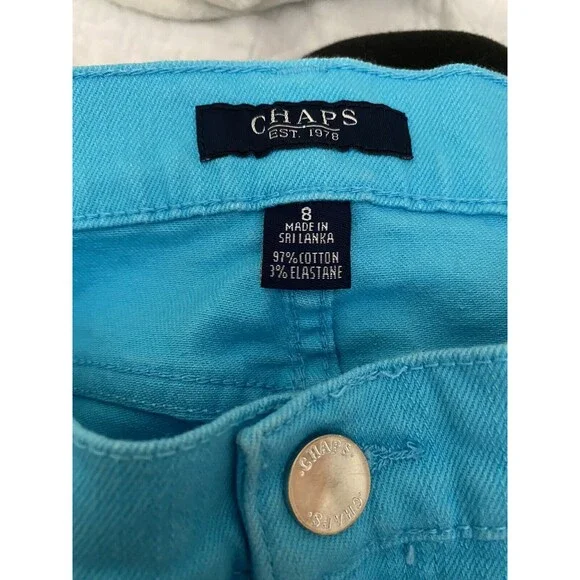 Chaps  5-Pocket Stretch Denim Capri Casual Pant - Bright Electric Blue Size 8 - Picture 7 of 7